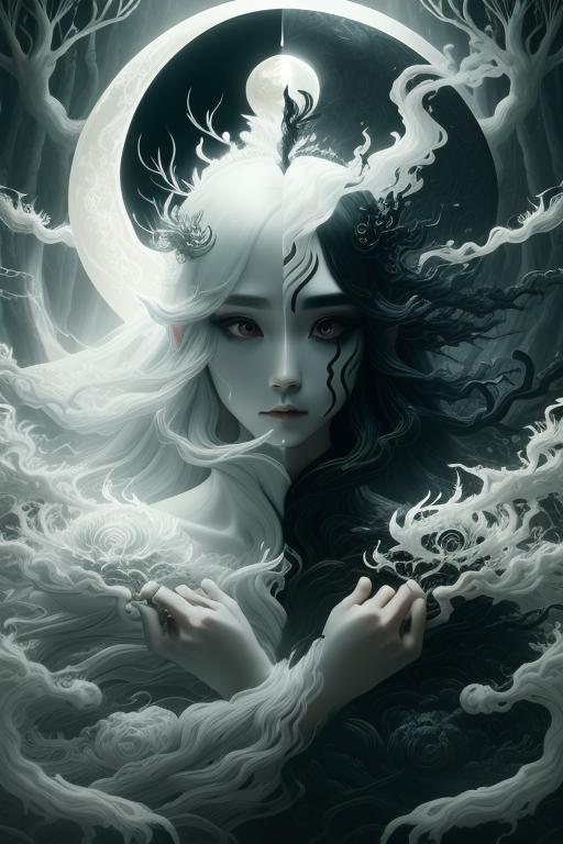 黑白·神魔 (Black and White · Gods and Demons) image by Manuka