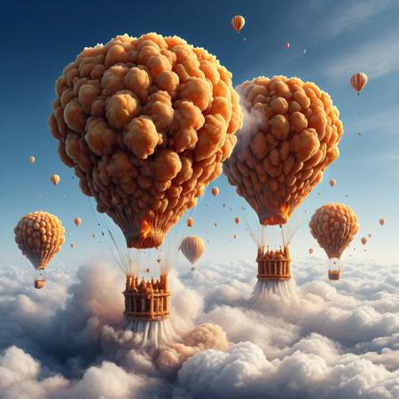embedding:lazypos, DFC fantastical image of fried air-ballons floating through crispy cloud layers, High Resolution