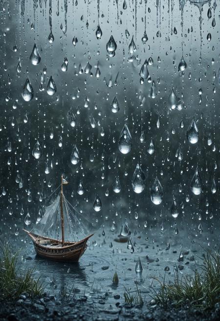 magic ships,tear crystal, to design an image where elements harmoniously transform into water or tear drops. Think landscapes reflecting the melancholy of a serene drizzle, or objects reimagined in fluid brilliance. This is your opportunity to wield creativity with the fluidity and finesse of a raindrop navigating a window pane