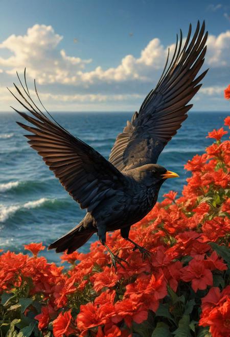 <lora:md2034:0.5> awe inspiring, interest arousing
poster_\(medium\), Full length, 2 meters distance away, distance shot, full body, whole body, perfect photograph, vivid detail, (( The blackbirds, they fell in thousands from the sky
The red wings streaming down from the higher seas
Deflected by the ground
They crowned the sun
They crowned the sun (they crowned the sun)
They crowned the sun (they crowned the sun)) (simple_background:1.3), symmetry,(no_humans:1.3),, (masterpiece:1.3), (best_quality:1.3), (ultra_detailed:1.3), 8k, extremely_clear, realism, (ultrarealistic:1.3), insane details, perfect composition, intricate details, hyperdetailed, ultra detailed, extreme detailed, highest detailed, high_detail, colorful, beautiful, hdr, photorealistic, highres, ultra_high_res, photography, aesthetic, extremely_delicate,