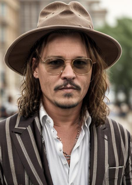 johdpe1 Photography johdpe1, solo, looking at viewer, brown hair, shirt, long sleeves, 1boy, hat, upper body, male focus, glasses, striped, black headwear, facial hair, sunglasses, beard, realistic, mustache