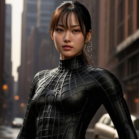 score_9, score_8_up, score_7_up, best quality, realistic, masterpiece, beautiful detail, hyperrealistic, afternoon sky, ((1girl, woman body, big breasts)), amazing detailed full body of a beautiful japanese girl, (cute pose),  wearing a realistic and highly detailed black raimi spider-man suit, ((huge muscular girl)), professional model wears ultra - detailed black raimi spider - man suit, ultra - detailed and grained black raimi spiderman suit, suit covered entire body and hand, black spiderman gloves, wet, (full body), close up, octane render, highly detailed, volumetric, dramatic lighting, (highest quality:1.1), (HDR:1.3), (top quality, best quality), realistic, high definition,