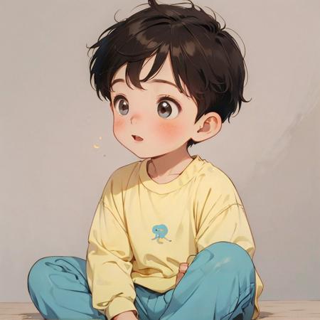 high quality,masterpiece,
Profile picture,1boy,toddler,round face,simple_background,sportswear,;d,loungewear,<lora:Children's illustration:0.8>,