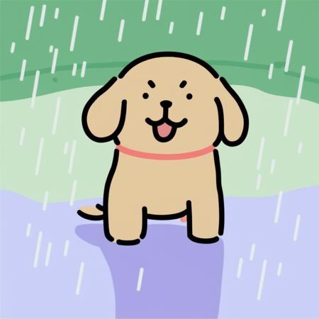 A puppy was playing in the rain,  <lora:line dog_1-000015:0.9>,mrjs,