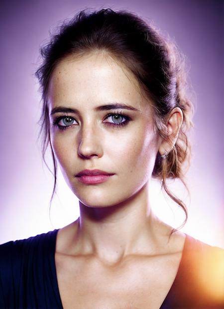 portrait of sks woman, epic (photo, studio lighting, hard light, sony a7, 50 mm, matte skin, pores, colors, hyperdetailed, hyperrealistic), <lora:locon_evagreen_v1_from_v1_64_32:1.3>