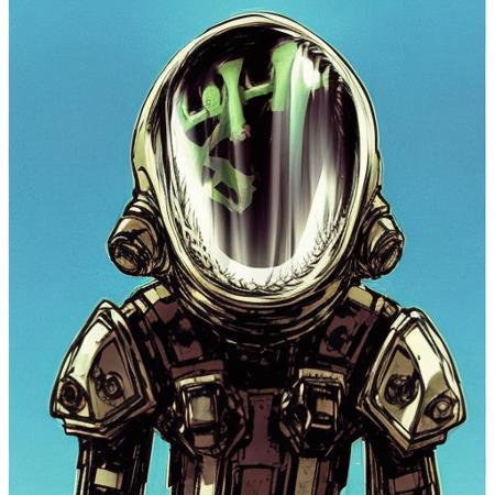 evang, a humanoid alien with a transparent skull head inside of a futuristic space suit , concept art, fantasy race, glass helmets, his head is a skull, creature, artgerm, krenz cushart, greg rutkowski very clear, die-cut sticker, sticker, front shot, simple background, solid outline