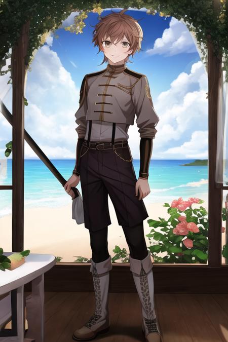 <lora:MonoyoshiSadamune:0.7>, masterpiece, best quality, 1boy, Monoyoshi_sadamune, standing in beach,