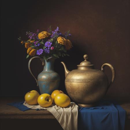 (masterpiece),(best quality),(still_life:1.3),no humans,simple background,old,realistic ,Rembrandt lights,
 8K, Ultra-HD,  hyper-realistic, vibrant, 8k, detailed, ultra detail, soothing tones, muted colors,
 <lora:KK_still_life_v2:0.8> 