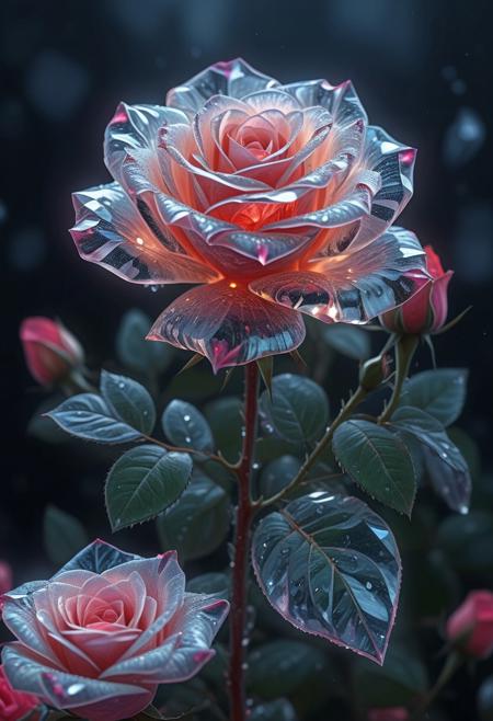Masterpiece, High Details, HD, 8K, Photorealistic, perfect, High Quality, rp_slgd, , crystalized rose, beauty, ethereal background