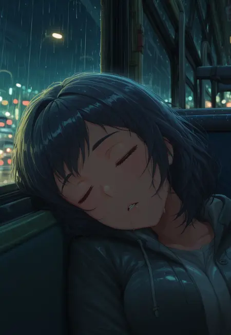 Sleeping in the bus (mood art)