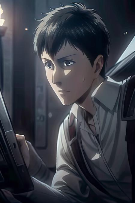 masterpiece,((bestquality)),8k,high detailed,ultra-detailed,depth of field,wide angle,volumetric lighting,Soft illuminaotion,front lighting,aerial view,
1boy,<lora:Bertolt_Lora:1>,bertolt,adult,serious,global illuminations,Volumetric  Lighting,looking  up,
male focus,solo,all  fours,handsome face,<lora:add_detail:1>,pharmacy,kissing  forehead,