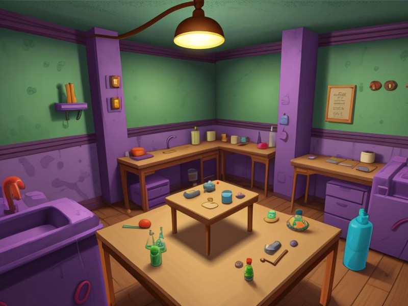 XE-LucasArts, Day of the Tentacle Style, 
laboratory,