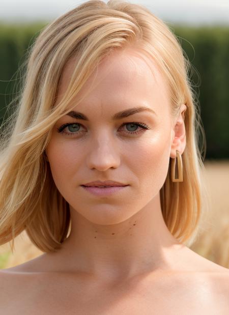 portrait of skswoman, embarrassed , wearing luxury clothing , with Side-swept bangs , background field of wheat epic (photo, studio lighting, hard light, sony a7, 50 mm, matte skin, pores, colors, hyperdetailed, hyperrealistic), <lyco:Yvonne StrahovskiV3:1.2>