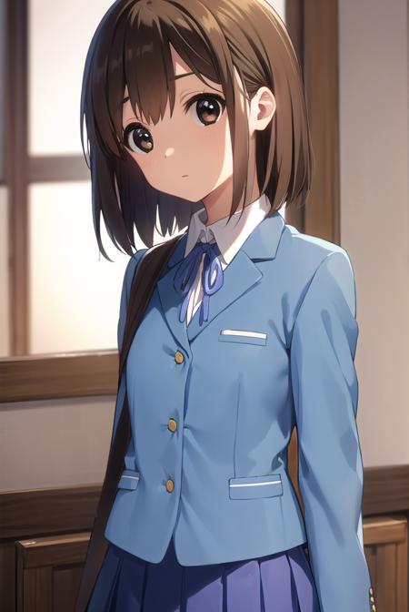 yuihirasawa, <lora:yui hirasawa s2-lora-nochekaiser:1>,
yui hirasawa, short hair, brown hair, hair ornament, (brown eyes:1.5), hairclip,
BREAK sakuragaoka high school uniform, school uniform, uniform, blazer, shirt, white shirt, collared shirt, skirt, pleated skirt,
BREAK indoors, classroom,
BREAK looking at viewer, (cowboy shot:1.5),
BREAK <lyco:GoodHands-beta2:1>, (masterpiece:1.2), best quality, high resolution, unity 8k wallpaper, (illustration:0.8), (beautiful detailed eyes:1.6), extremely detailed face, perfect lighting, extremely detailed CG, (perfect hands, perfect anatomy),