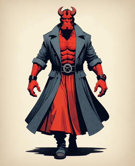 Hellboy Dark Horse Comics,Hellboy ,
vector, illustration, flat shading, grainy texture, grain
Minimalist vector graphic style illustration,beautiful and dreamy,inspired by Tim Burton's cartoon,
man with dance skirt 'tutu', dress
<lora:grainy-v1:0.7>