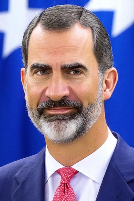 <lora:Felipe_VI_Lora-08:0.8>, felipe vi, looking at viewer, wearing white tshirt, headshot, plain background, detailed face