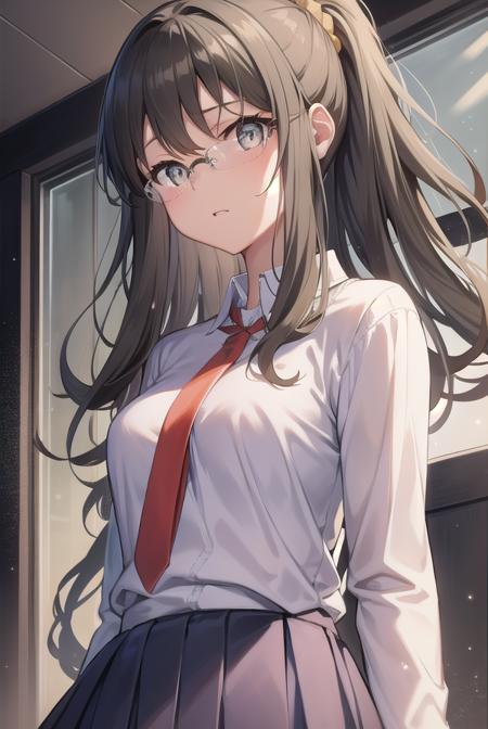 riofutaba, <lora:riofutabatest:1>,
rio futaba, black-framed eyewear, (brown eyes:1.5), glasses, grey hair, hair between eyes, over-rim eyewear, semi-rimless eyewear, long hair, sidelocks, ponytail, scrunchie, hair scrunchie, yellow scrunchie,
BREAK blue skirt, collared shirt, miniskirt, necktie, pleated skirt, red necktie, school uniform, shirt, skirt, undershirt, white shirt, short sleeves, sweater, brown sweater,
BREAK looking at viewer,
BREAK indoors, classroom,
BREAK <lora:GoodHands-vanilla:1>, (masterpiece:1.2), best quality, high resolution, unity 8k wallpaper, (illustration:0.8), (beautiful detailed eyes:1.6), extremely detailed face, perfect lighting, extremely detailed CG, (perfect hands, perfect anatomy),