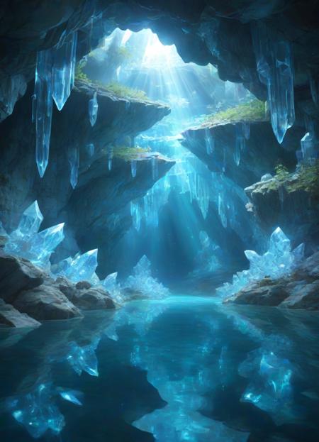 <lora:PE_AnimeBG:0.8> PEAnimeBG,
crystal cave, glowing, water, reflection,
masterpiece, high resolution, octance 4k, high detail