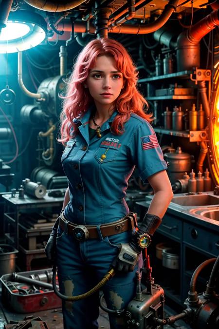 pretty woman mechanic working in a submarine engine room
(Clutter-Mechanical:1)
(best quality) (intricate details) (8k) (HDR) (cinematic lighting) (sharp focus)