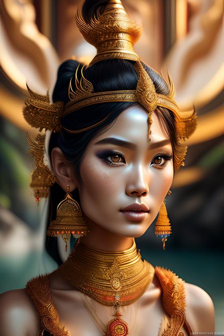 Portrait of a stunningly beautiful alluring thai goddess, depth of field, zeiss lens, detailed, symmetrical, centered, fashion photoshoot, by steve mccurry, david lazar, greg rutkowski, breathtaking, 8 k resolution, extremely detailed, beautiful, establishing shot, artistic, hyper-realistic, beautiful face, octane render