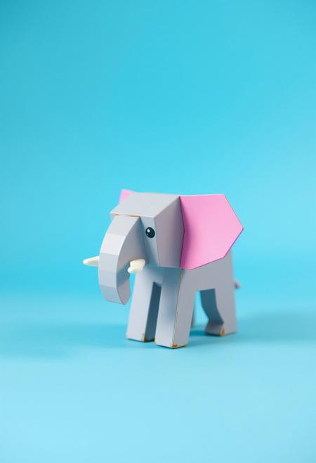 cubic elephant, toy, simple background, pink elephant, toy camera,