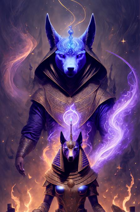 1girl, portrait of female godanubis with  jackal head in front altar, swirl of fire, aura, magic, sparks,  magic astral, ornate <lora:ARWgodanubis:1> <lora:kVoidEnergy:1> <lora:add_detail:1>