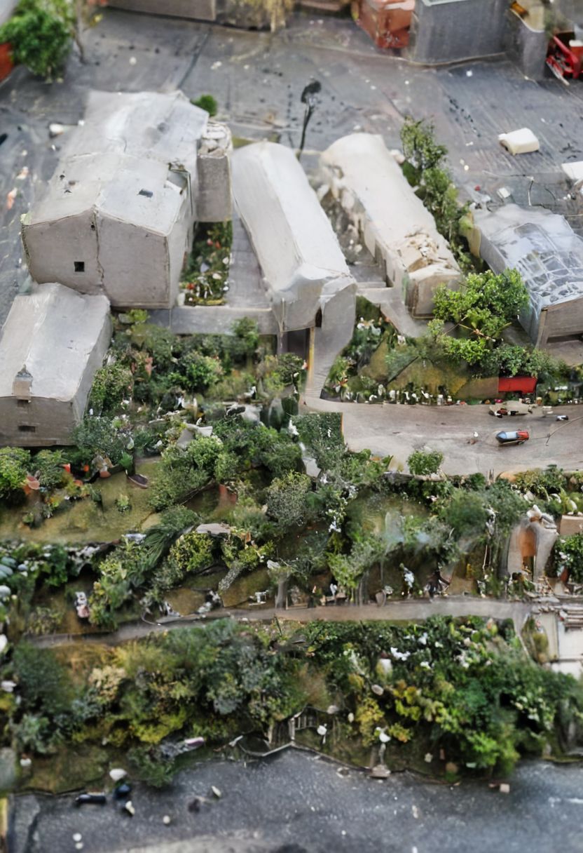 (A BUILDING MODEL MADE BY HAND, tilt-shift photography, the photo shows urban scenery, EXTRA LONG SHOT:1.3),
(((Architecture physical model))),