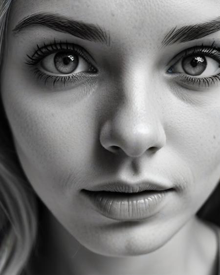 b&w, instagram photo, portrait photo of 26 y.o blonde woman, perfect detailed eyes, natural skin, hard shadows, film grain