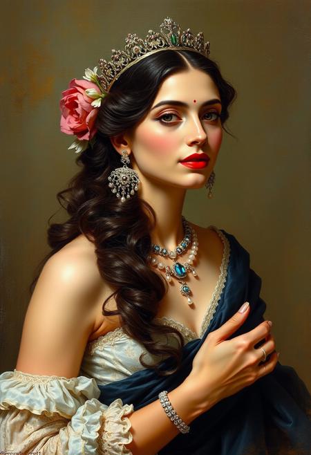 ((oil painting)) (deepika padukone:1.3), 30 years old, as the Marschellin from Richard Strauss's Rosenkavalier in the style of john singer sargent's  Lady Agnew of Lochnaw