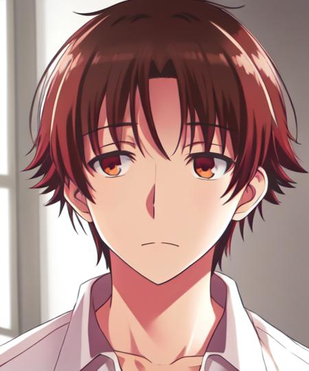 portrait, parted bangs, brown hair,  <lora:ayanokoji-v1-000004:0.6>, ayanokoji kiyotaka, short hair