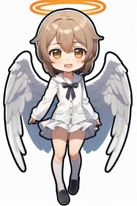 anime,1girl,chibi,parker,sticker,angel,full body ,dynamic angle,