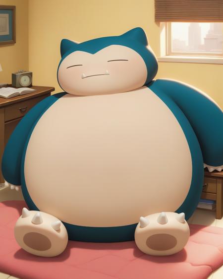 Snorlax, lying on back, solo, bedroom.
<lora:Snorlax_v0_1:0.8>