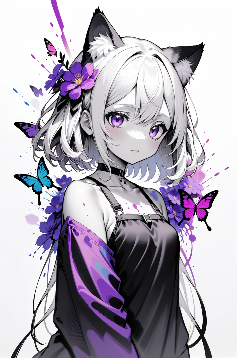 p best quality,master,masterpiece,//(fusion of limited color,Maximalism artstyle,Geometric artstyle,Butterflies),double ex...