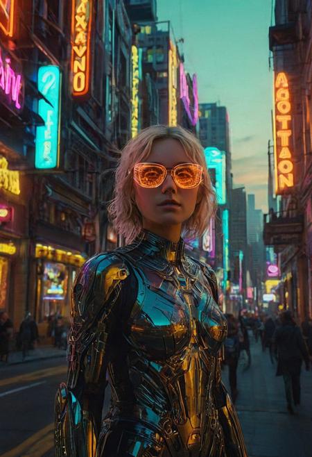 beautifull city graph, a cyberpunk, Wear clear neon glasses., golden ratio details, 32k uhd, fantasy, decadent, highly detailed, digital painting, ever after high, octane render, artstation, concept art, smooth, sharp focus, the mystical light, professional photography, natural lighting, natural lighting, volumetric lighting maximalist. intricately detailed, complex, elegant, expansive, fantastical, film photography style, light grain, medium grain, heavy grain