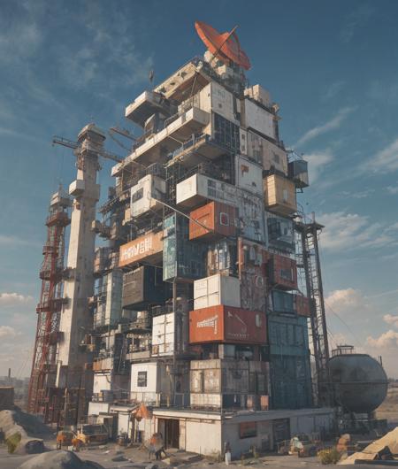 (masterpiece),(best quality),(cars:1.1),Container_building,(day:1.3),wheel,fantasy,surreal, 
pov,Industrial punk, steam style,Wasteland, post-apocalyptic world,
 <lora:KK_Container_building_v1:0.8>
Negative prompt: nsfw,EasyNegative,ng_deepnegative_v1_75t, (badhandv4:1.2), (worst quality:2), (low quality:2), (normal quality:2), lowres, bad anatomy, bad hands, normal quality, ((monochrome)), ((grayscale)) watermark,
Steps: 30, Sampler: DPM++ SDE Karras, CFG scale: 7, Seed: 2600519874, Size: 768x904, Model hash: f20c91bd27, Model: 1创意幻想_ghostmix_v12, Clip skip: 2, ENSD: 31337, Hashes: {"vae": "c6a580b13a", "model": "f20c91bd27"}