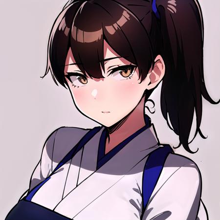 kaga_\(kancolle\), huge_breasts, side_ponytail, japanese_clothes,  brown_eyes, brown_hair, (masterpiece, best quality, asburdres, detailed eyes:1.0),   <lyco:Kaga_Kancolle_v1.0:0.7>