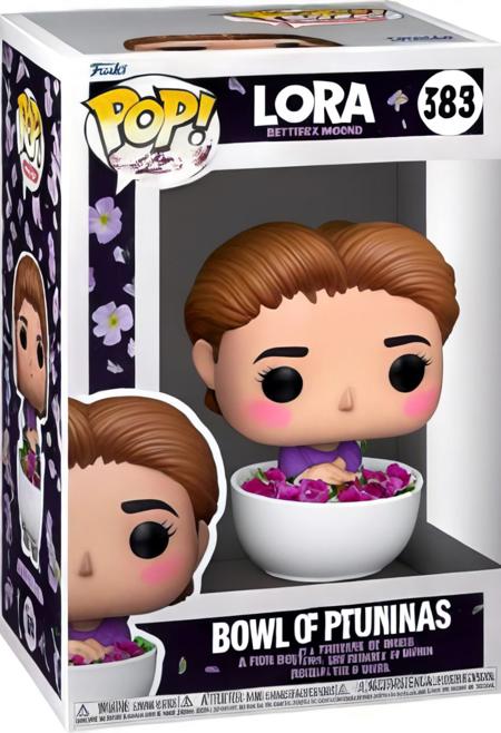 Funko Pop, A bowl of petunias in a Funko Pop box, English text,  <lora:Funko_Pop_SDXL:1>,  <lora:BetterTextRedmond:1>,