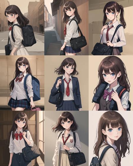 masterpiece, best quality,1girl,cute,school bag,