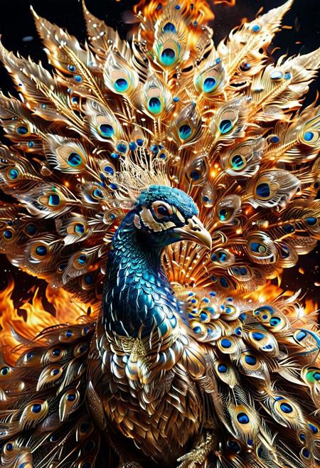 a( peacock  made of Fire:1.6) in full grandeur, viewed head-on with its magnificent tail made of creamy cookies fanned out in a dazzling display, (tail's feathers made of Ice:1.5)
score_9, score_8_up, score_8_up, masterpiece,super detailed face, super high resolution, FaceDetail, masterpiece-level, highly detailed, intricate details, detailed background, complex background, cinematic, intricately detailed illustration, depth of field, masterpiece, best quality, amazing quality, very aesthetic, absurdres, newest, very awa, shadow, 
1c3_w1n73r