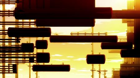 masterpiece,best quality,street,house,monogatari_style,traffic light,<lora:wuyu_style-000055:1>