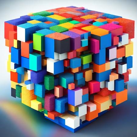 (cubismcubed style:1) a cube made out of many different colored cubes <lora:djzCubismCubedV21_LoraBooth:1>