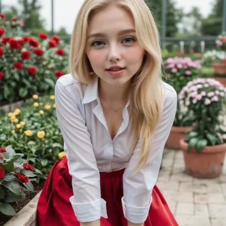 AI Girl GG1 - cute blonde girl charater, with blue eyes, small nose, cute face