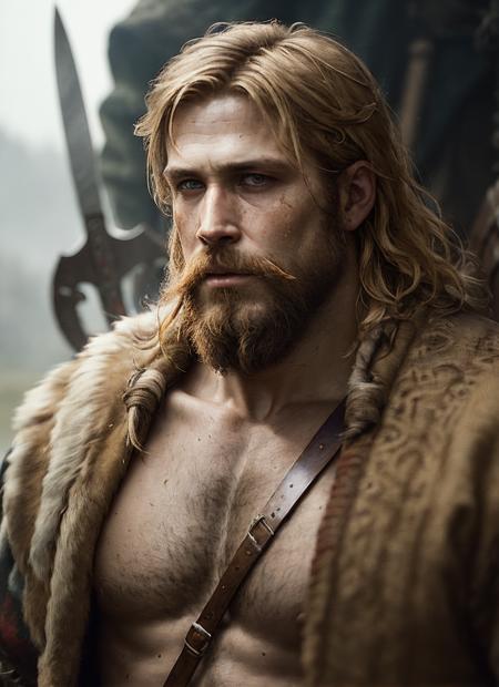 A stunning intricate full color portrait of (35 years old sks person:1) as (viking warrior), (barbarian),  epic character composition, by ilya kuvshinov, alessio albi, nina masic, sharp focus, natural lighting, subsurface scattering, f2, 35mm, film grain, <lora:locon_ryangosling_v1_from_v1_64_32:1.3>