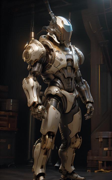 cinematic film still ((bright neon colors)), (top-quality, 8K, masterpiece:1.3) A photo of a sleek, humanoid robot, playing a musical instrument, wearing a stylish jacket, on a modern stage taken with a prime lens highly detailed, detailed skin, dramatic spotlighting <lora:IvoryGoldAIv2:1> ivory gold <lora:Niji:1> mecha . shallow depth of field, vignette, highly detailed, high budget, bokeh, cinemascope, moody, epic, gorgeous, film grain, grainy