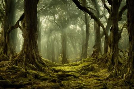 "A moonlit glen in the heart of Fangorn Forest, where ancient ents stand like silent sentinels among the towering trees and the rustle of leaves is punctuated by the creaking of ancient branches, as the forest stirs with the whispers of a world long forgotten. Ancient, mysterious, primeval, solemn, arboreal, serene."
FanLan