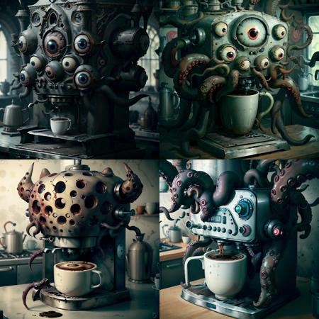 <lyco:HorrorBundleAI:0.9> ManyEyedHorrorAI ,gothichorrorAI  coffee machine