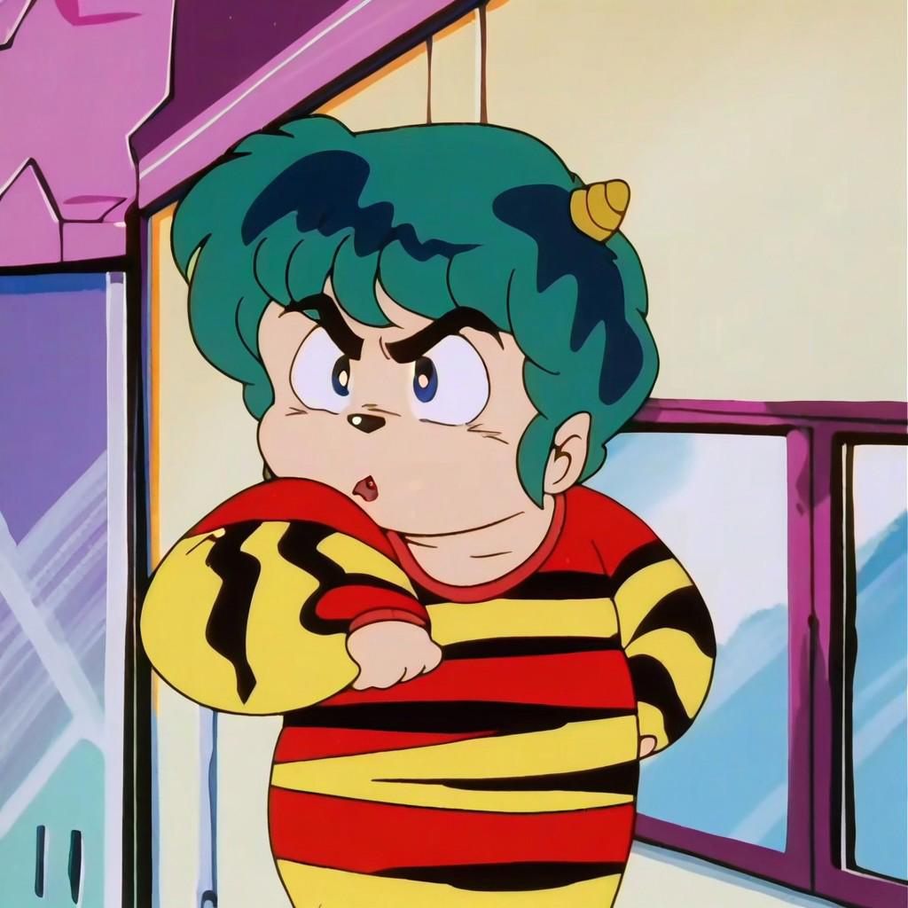 rating_safe, sharp, score_10, score_9, score_8_up, consistent background, anime screencap, 1980's style, Ten <lora:Urusei_Yatsura_80s-PDXL:0.8>