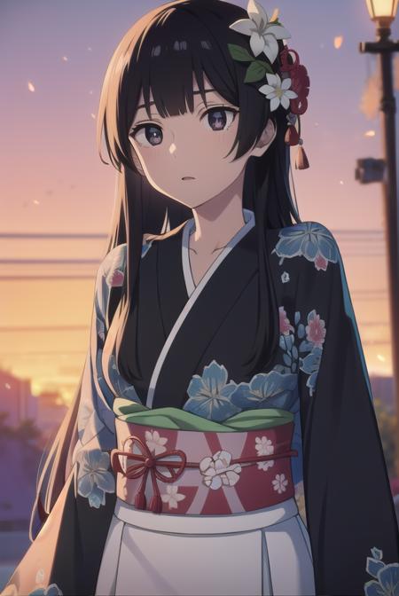 anzuhanashiro, <lyco:anzuhanashiro-lyco-nochekaiser:1>, 
anzu hanashiro, long hair, bangs, black hair, sidelocks, blunt bangs, (black eyes:1.5),
BREAK hair ornament, flower, japanese clothes, kimono, sash, obi, yukata,
BREAK looking at viewer,
BREAK outdoors, festival, fireworks,
BREAK <lora:GoodHands-vanilla:1>, (masterpiece:1.2), best quality, high resolution, unity 8k wallpaper, (illustration:0.8), (beautiful detailed eyes:1.6), extremely detailed face, perfect lighting, extremely detailed CG, (perfect hands, perfect anatomy),