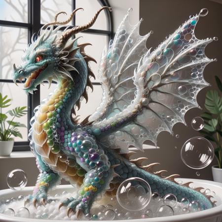 made_of_bubbles
BREAK
Transparent dragon made of clear bubbles, (colorful rainbow bubbles:1.4), clear bubbles wing,
BREAK 
, bubble bath, bubble dragon in the tub,