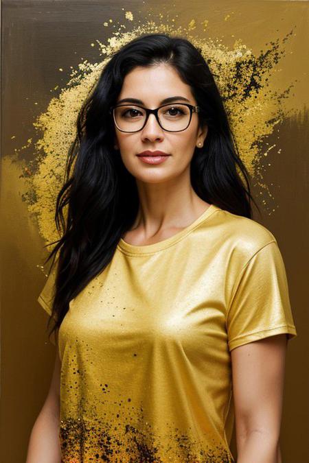 Oil painting style art abstract impressionism painting with rough brush strokes, masterpiece, best quality, a long black haired, 50yo woman ral-lnrnwyr,glasses, a gold T-shirt, minimalist background with vibrant color splashes, looking at viewer, intricate details, solo, upper body, 3d render, cinematic lighting, detailed, volumetric, made of ral-lnrnwyr <lora:ral-lnrnwyr-sdxl:1>
masterpiece, epiCRealism, realbodiez